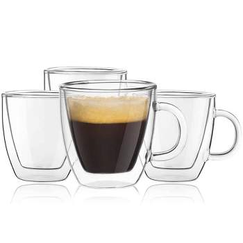 Elle Decor Double Wall Glass Insulated Coffee Mugs With Color Handle, Set  Of 2, 9-oz Wide Mouth Glass Mugs For Office Bar Party, Or Gift : Target