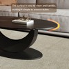 40" Modern Oval Rock board Coffee Table With Midsize Sphere Crescent-Shaped Base - 4 of 4