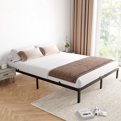 Bed Frame, No Box Spring Needed, Low Profile Heavy-Duty Metal Platform with Sturdy Steel Slats, Noise-Free, Easy Assembly, Black