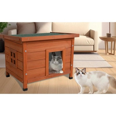 Gulches Green Waterproof Cat House with Asphalt Roof for Small Animals