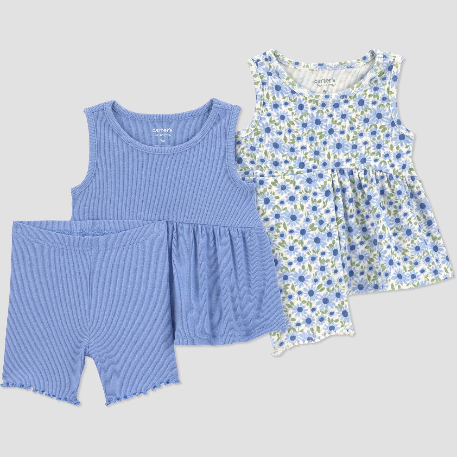 Carter's Just One You® Baby Girls' 4pc Peplum Tank Top and Capri Pants Set