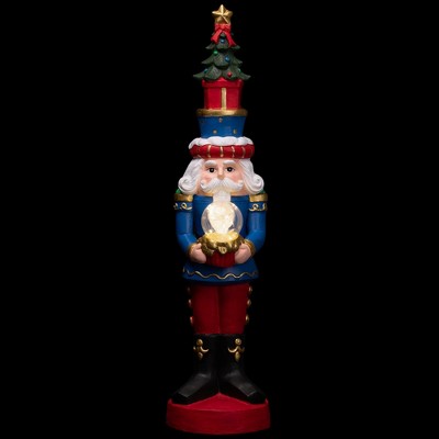 Traditional LED Lighted Nutcracker Soldier with Christmas Tree - 32" - Red, Blue, and Gold