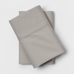 Standard 300 Thread Count Solid Organic Pillowcase Set Light Gray - Threshold