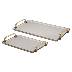Unique Bargains Modern Rectangular Decorative Plastic Serving Tray 1 Set of 2 Pcs - 1 of 4