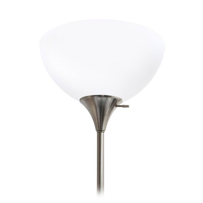 Elegant Brushed Nickel Floor Lamp with Adjustable Reading Light, White Shade