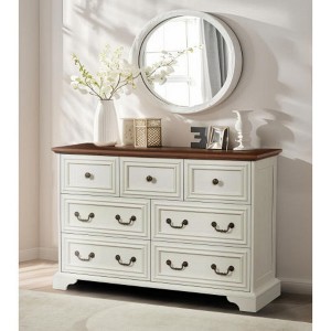 Farmhouse 7 Drawers Dresser for Bedroom, Rustic Chest of Drawers with Natural Texture, Vintage Design - 1 of 4