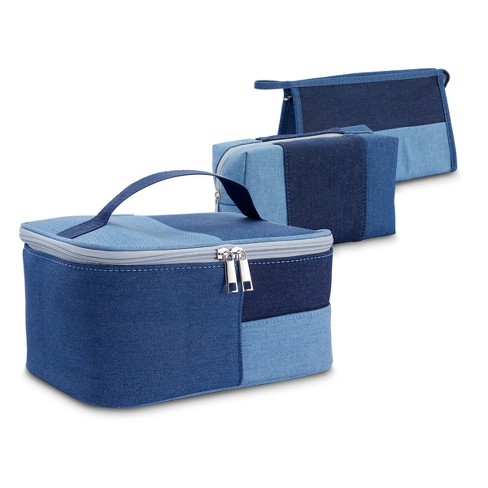 3-piece Retro Jean Cosmetic Makeup Bag Set For Travel, Beauty