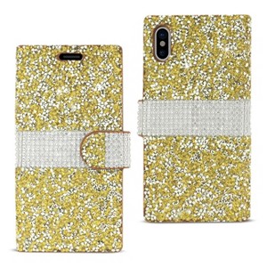 Reiko iPhone X/iPhone XS Diamond Rhinestone Wallet Case in Gold - 1 of 4
