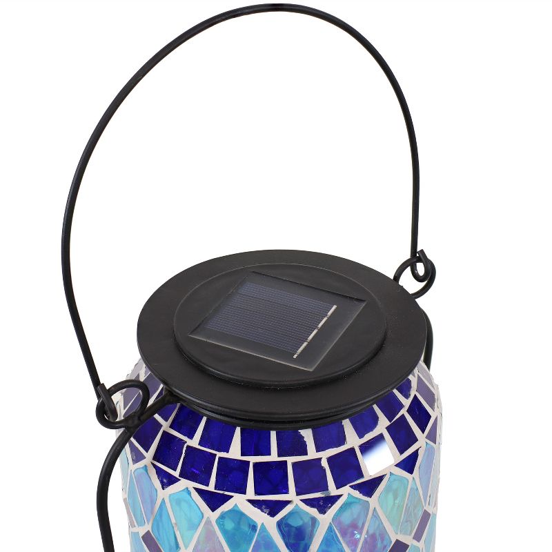 Sunnydaze Solar LED Outdoor Cool Blue Mosaic Lantern - 8.5", 6 of 13