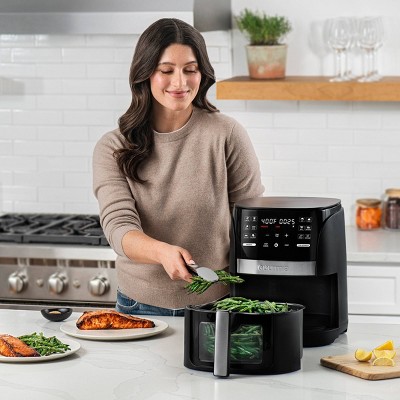 Gourmia 6-Qt Digital Window Air Fryer with 12 Presets & Guided Cooking Black: Stainless Steel, 1-Year Warranty ‼️has stains and scratches ‼️