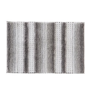 Saturday Knight Ltd Stripe Fade Soft With Squares Pattern Sculpted Bath Rug - 20x30", Silver - 1 of 4