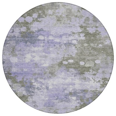 Lavender And Taupe Abstract Washable Indoor Outdoor Area Rug