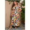 Plus Size Women's V Neck Maxi Dress Belted Waist Flowy Ankle Length Casual Elegant Party Dress - 2 of 4