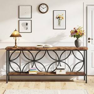 MAYEERTY 2-Tier Console Table, 70.9" Industrial Sofa Table Behind Couch - 1 of 4