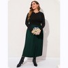 Clearlove Plus Size Pleated Skirt Women's Elastic Waist Boho  Midi Skirts with Pockets - 4 of 4