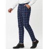 Lars Amadeus Men's Plaid Patterned Slim Fit Flat Front Business Dress Pants - 2 of 4