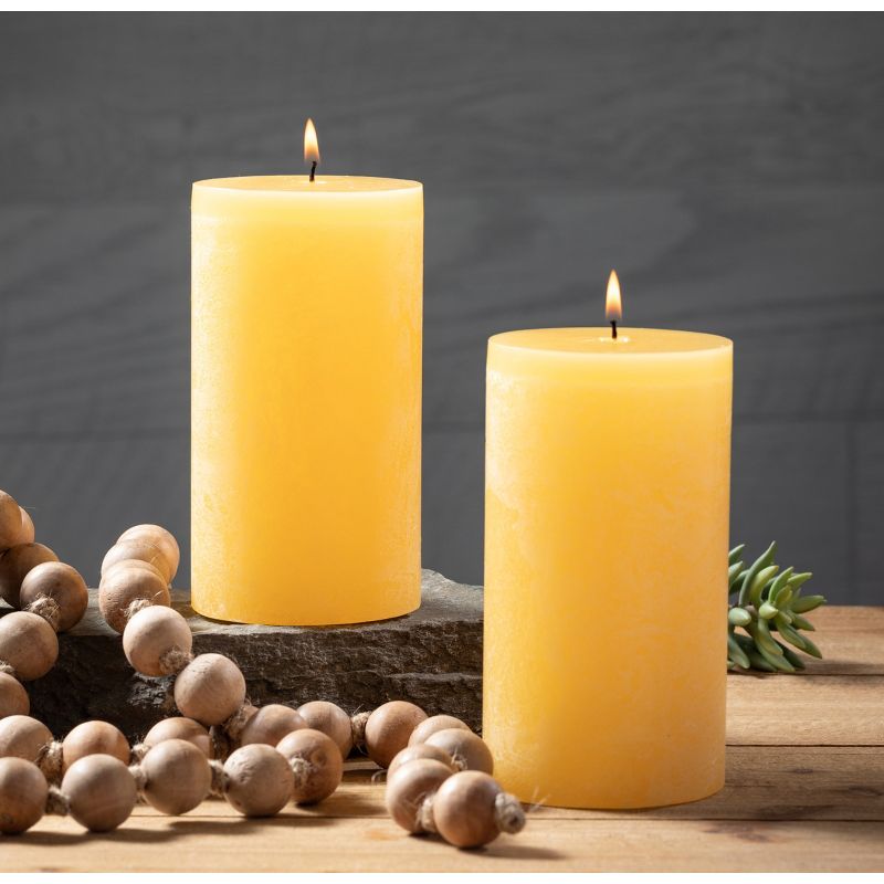 Pale Yellow Pillar Candles - Set of 2, 3 of 7