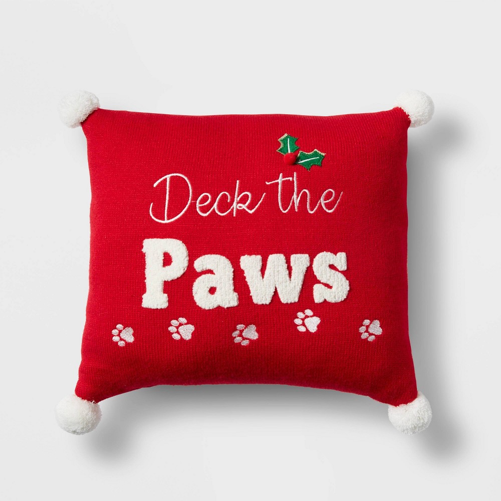 Reversible 'Deck the Paws'/Paw Prints Decorative Pillow - Wondershop