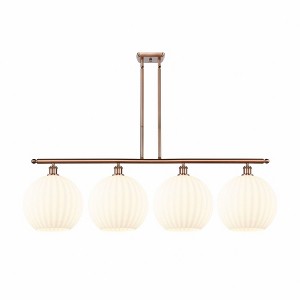White Venetian - 4 Light Stem Hung Island In Modern Style-14 Inches Tall and 50.25 Inches Wide - 1 of 1