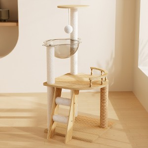 Lyngins Modern Wooden Cat Tree Tower, Stylish Cat Tower with Sisal Cat Scratching Post & Acrylic Hammock, Cat House for All Cats/Kittens - 1 of 4