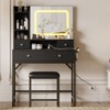Makeup Vanity Desk and Stool with Mirror, Modern Vanity Table with Charging Station, 3 Lighting Dressing Table Set for Bedroom, Makeup Studio - 2 of 4