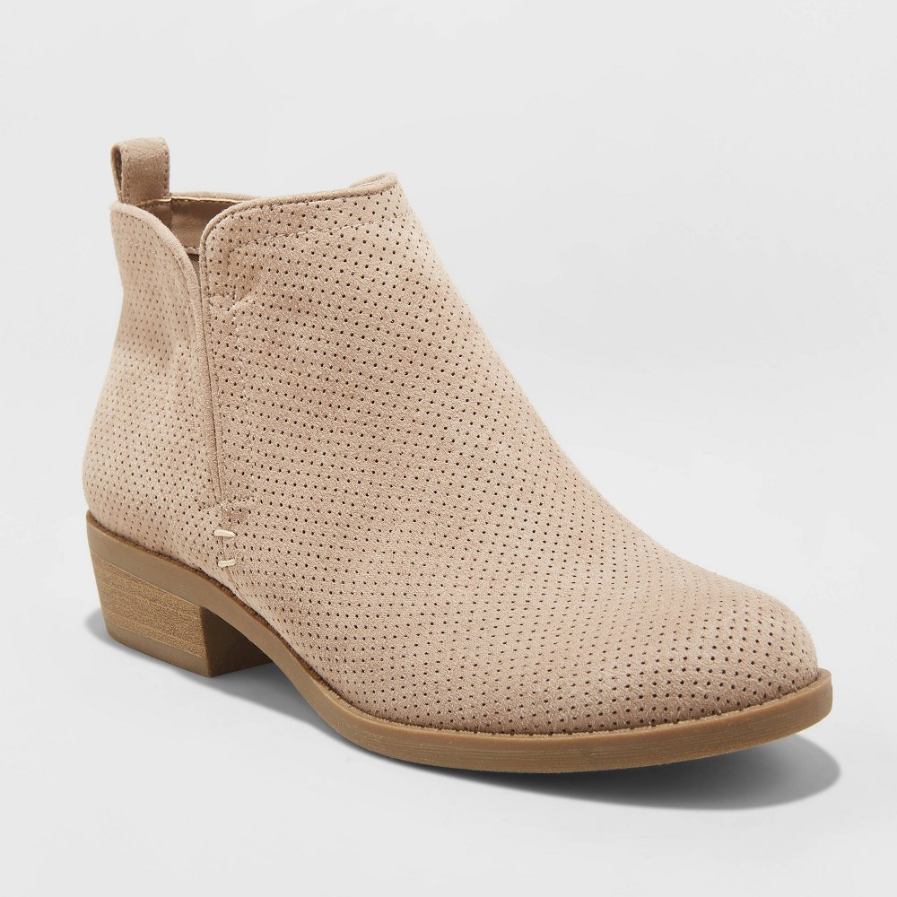 Women's Dylan Wide Width Microsuede Laser Cut Bootie - Universal Thread Taupe 5W, Brown was $34.99 now $20.99 (40.0% off)