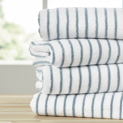 Cabana Stripe 100% Cotton Pool and Beach Towels - Pack of 2 or 4 - Oversized, Absorbent, Quick-Dry Towels - Becky Cameron