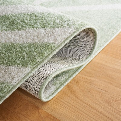 Sage and Ivory Geometric Synthetic Area Rug