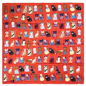 Wrapables Large Fashionable Cats Head Wrap Square Scarf 35 x 35 Inches, Red - 1 of 4