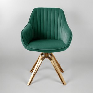 Art Leon Comfortable Velvet Swivel Accent Armchair with Golden Legs - 1 of 4