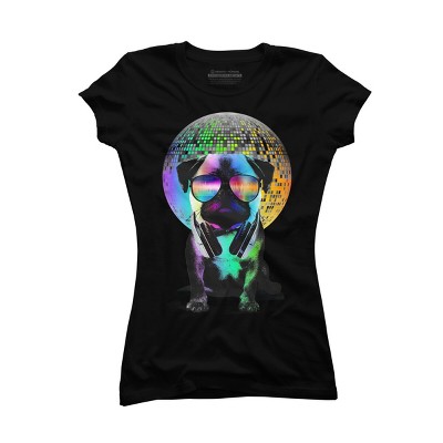 Junior's Design By Humans Disco Pug By clingcling T-Shirt