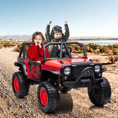 24V Kids Ride-On Truck Car, 2-Seater Electric Vehicle with Remote Control, 19" Extra Wide Seat, USB, Spring Suspension
