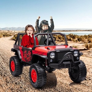24V Kids Ride-On Truck Car, 2-Seater Electric Vehicle with Remote Control, 19" Extra Wide Seat, USB, Spring Suspension - 1 of 4