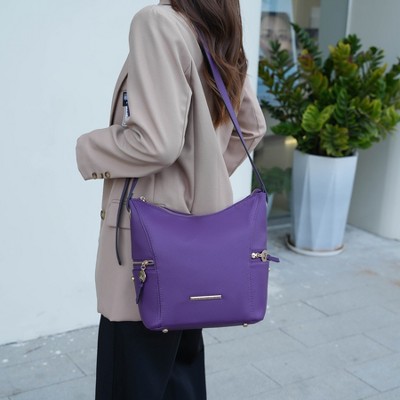MKF Collection Large Hobo Crossbody Bag Multi Pocket with Wallet Vegan Leather, Lux – MKF Collection - Purple — фото 2