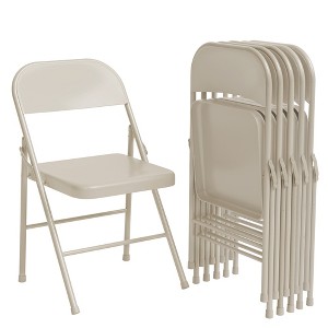 All-Steel Folding Chairs with Backrest, Heavy Duty Metal Foldable Dining Chair Set, Hold Up to 350 LBS, Portable Chair for Indoor & Outdoor Events - 1 of 4