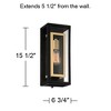 Possini Euro Design Double Box Industrial Outdoor Wall Light Fixture Matte Black Warm Brass 15 1/2" Clear Glass Post Exterior Barn Deck House Porch - 4 of 4