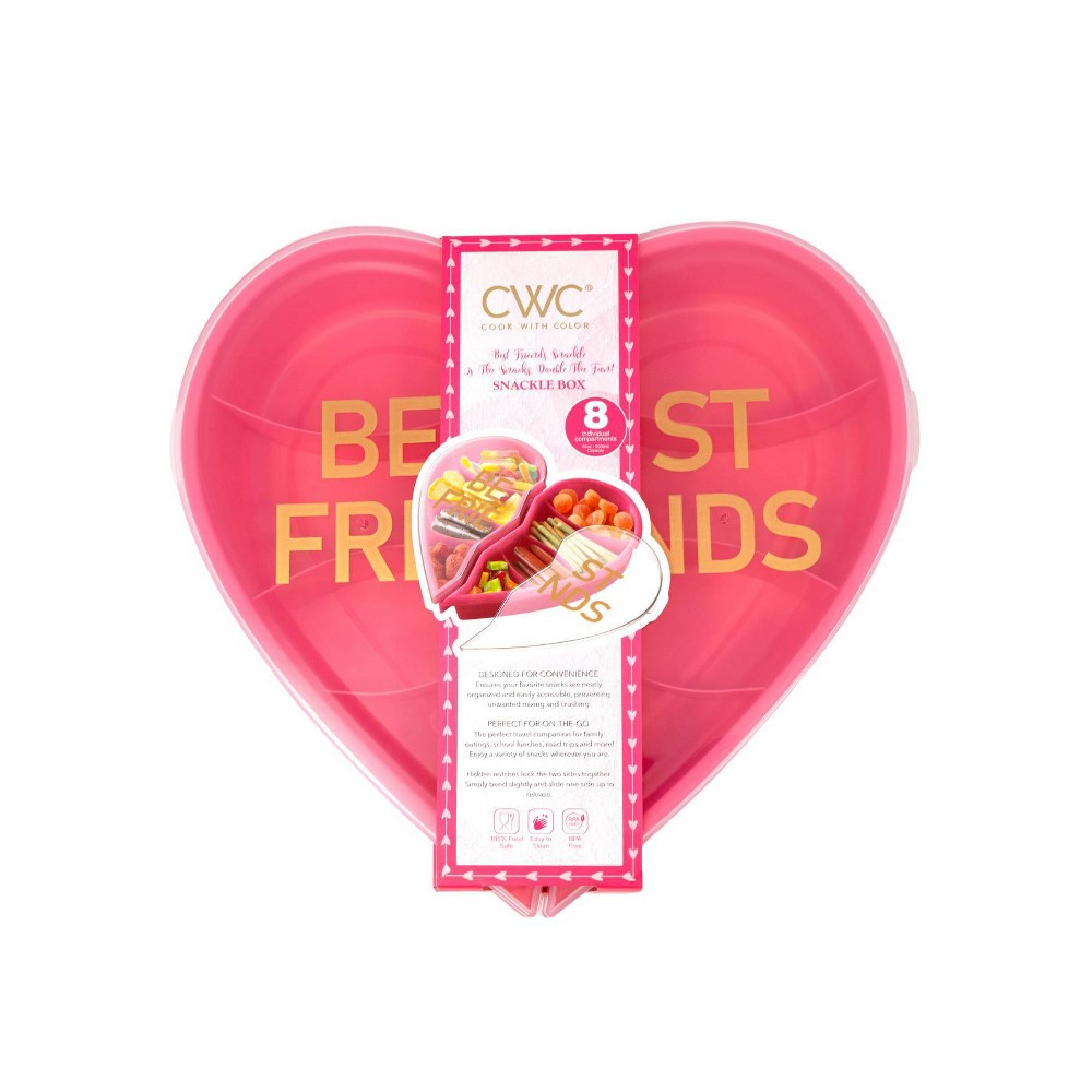 Cook With Color Valentine Best Friends Heart-Shaped Snack Box Pink