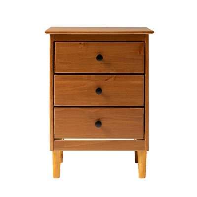 TIRAMISUBEST 3-Drawer Solid Wood Nightstand in Walnut - A Timeless Design for Bedroom & Living Room