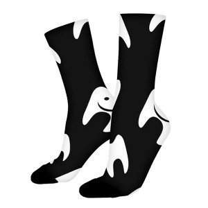 Black Tooth Pattern Women Printed Crew Socks Funny Funky Socks Soft Polyester Novelty Gifts for Artists Men - 1 of 1