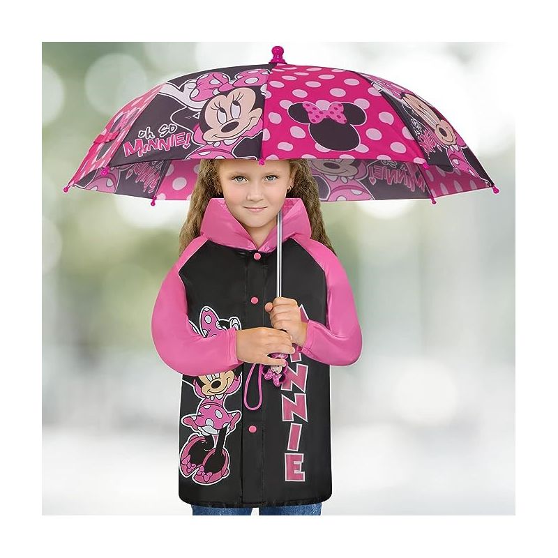 Minnie Mouse Girl's Umbrella and Raincoat Set, Kids Ages 2-5 (pink), 2 of 7