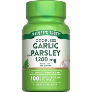 Nature's Truth Odorless Garlic and Parsley | 1200mg | 100 Softgels | Non-GMO & Gluten Free Extract Supplement - 1 of 4