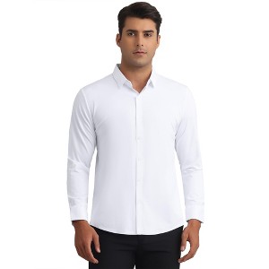 INSPIRE CHIC Men's Long Sleeve Button Down Solid Color Business Dress Shirt - 1 of 4
