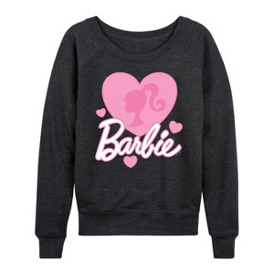 Women's - Barbie -  Lightweight French Terry Wide Neck Long Sleeve Graphic Shirt - 1 of 4