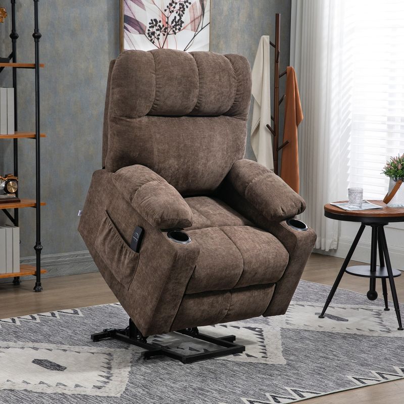 HOMCOM Electric Power Lift Chair Recliners for Elderly, Oversized Living Room Recliner with Remote Control, Cup Holders, and Side Pockets, 3 of 7