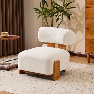 Racxily 27.25" Modern Boucle Lounge Chair, Solid Wood Frame with Rolled Backrest for Living Room & Office - 1 of 4