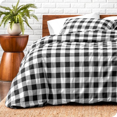 Buffalo Plaid - White/black Cotton Flannel Twin/twin Xl Duvet