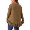 Agnes Orinda Women's Plus Size Casual V Neck Long Sleeve Ruffled Hem Button Half Placket Tops - 4 of 4
