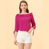 Allegra K Women's Vintage 3/4 Sleeve Boat Neck Ruffled Dots Print Blouse - 3 of 4