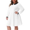 Agnes Orinda Women's Plus Size Long Sleeve Peter Pan Collar Elegant Formal Midi Flare A Line Dresses - 2 of 4