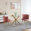 Vynxaria Modern PINK dining chair(set of 2 ) with iron tube golden color legs, velvet and comfortable backrest, suitable for dining room - 3 of 4
